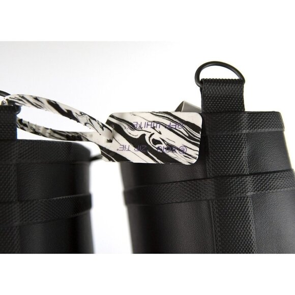 Off-White Black Rubber Leather All Weather Rain Riding Boots 37 NIB - Picture 3 of 10